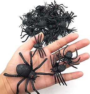 kockuu 46pcs Realistic Plastic Spider Toys Fake Spider Prank Prop Joke Spiders and Spider Rings for Halloween Party Decorations Gift Party Favors Trick Toys Kids Toddlers April Fool's Day Prank Gifts