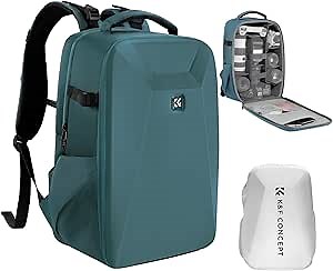 K&F CONCEPT Camera Backpack,Hardshell Photography DSLR Camera Bag with 15-15.6 Inch Laptop Compartment Hard Shell Camera Case Compatible with Canon/Nikon/Sony/DJI Mavic Drone