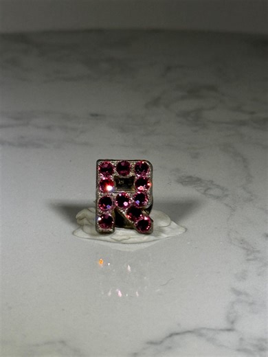 Letter R Initial Pin: Silver With Pink Rhinestones - Vintage Style Accessory - Etsy