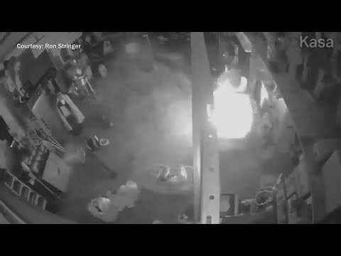 Pressure washer explosion inside Indiana garage captured on video