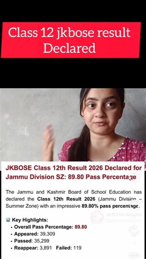 Jkbose class 12 result declared 😱#jkbose #shortsfeed #resultdeclared