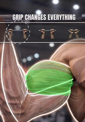 Most people use the same grip every set and wonder why their biceps aren’t growing. Wide Grip → Short Head (Inner Biceps) Thickness Medium Grip → Balanced development of both heads Peak Narrow Grip → Long Head (Outer Biceps) Height & Peak Change your grip → Change your arms. Save this before your next arm day #fitness #workout #gym