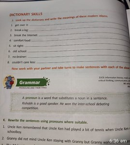 J. Look up the dictionary and write the meanings of these moder... | Filo