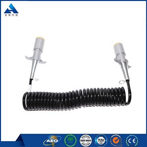 [Hot Item] Truck Trailer Wire Electrical Seven Core 7 Core 7 Pin Coiled Cable with Spring Guard and Connector of Selling