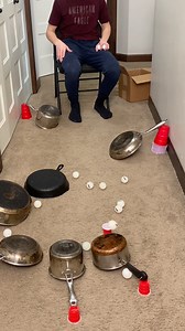 113M views · 1M reactions | Musical Trickshot  The boy attempts a crazy ping-pong trick shot using seven different pans. How long would this take you? (for entertainment purposes only) | Little Bros | Facebook