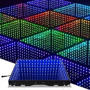 Moka SFX Dance Floor Stage Light,LED 3D Infinity Mirror Wired Portable Illuminated LED Dance Floor Panels for Stage Wedding Dance Show Event (25pieces)