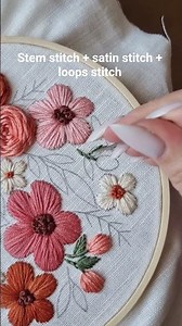 Easy fluffy flower embroidery 🌸 Beginner friendly embroidery #embroidery #tutorial #diy #handmade