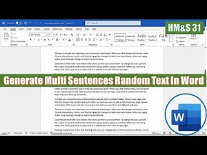 Generating Random Text In Word in 2Sec 10 Paragraphs HM&S 31