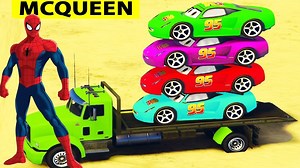 Spiderman with Colors McQueen Cars on Truck and Fun Superheroes and Kids Nursery Rhymes Songs #spiderman | Funny Cartoon