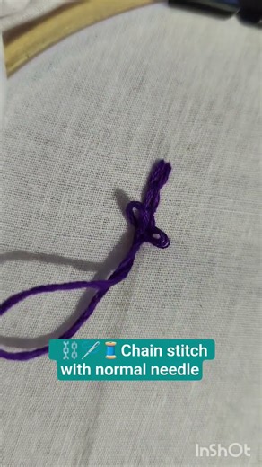 💜🪡Chain stitch with normal needle#trending#shorts#shortsfeed#embroiderydesign#embroideryforbeginners