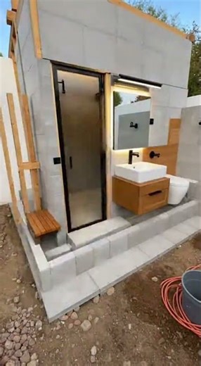 backyard outdoor bathroom renovation #foryou #transformyourhome #homerenovation #renovationideas