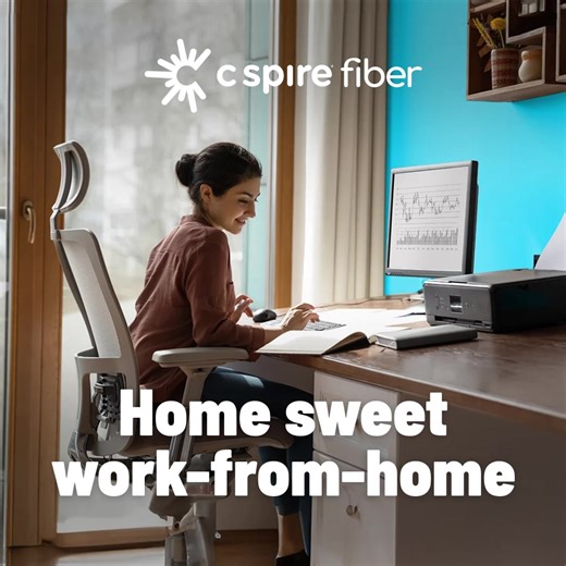 Give your home office a promotion. Power up your productivity with C Spire Fiber home internet. | C Spire