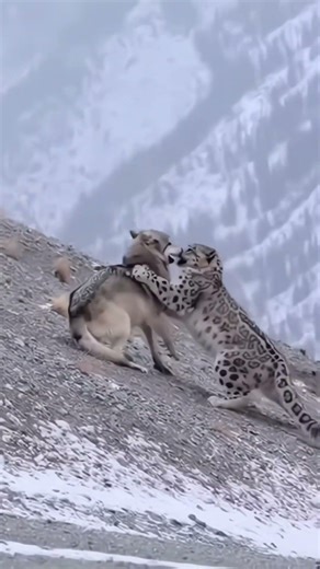 Snow Leopard vs Wolf Intense USAanimal Mountain Showdown