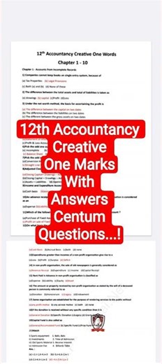 12th Accountancy Public Exam Creative One Mark Questions 2026 | Vjalerts