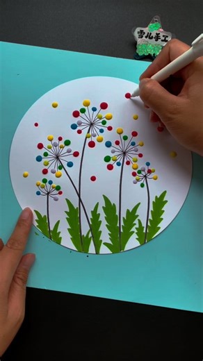 Children's creative painting of dandelions Creative painting of colorful dandelions suitable for kindergarten children | Art, Crafts and Journals