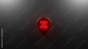 Metallic red stop button glowing. Looped 3D rendering animation. Glossy button on empty background for copy paste text. Stock Video