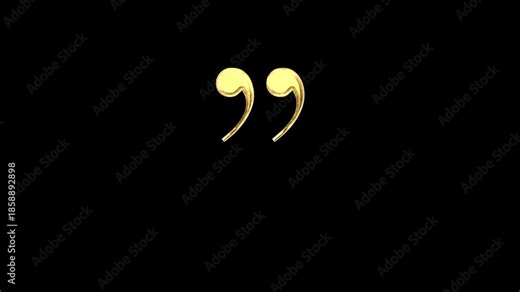 Gold closing double quotation marks, light reflecting and patterns shifting, alpha channel