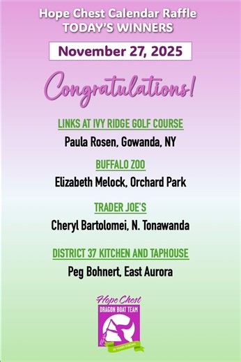 Happy Thanksgiving! Here are the winners for today's calendar drawing! | Hope Chest Buffalo