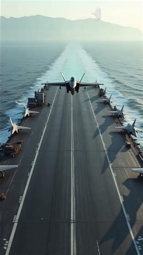 Perfect Jet Landing on Aircraft Carrier Realistic Military Scene