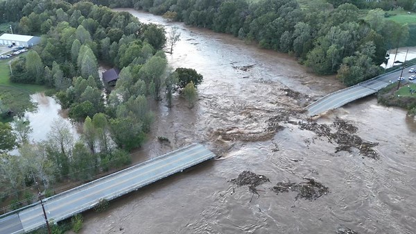 Drone video shows Greene County bridge collapse Friday