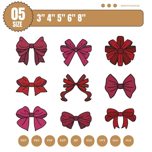 Mini Bow Machine Embroidery Design, Satin Stitch (instant Download, 5 Sizes) - Etsy