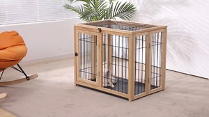 Amazon.com : Wooden Folding Pet Cage Puppy Kennel & Cat Cage with Flippable Roof and Removable Tray, Indoor Dog Crate Furniture, Easy Assemble Easy Storing (M) : Pet Supplies