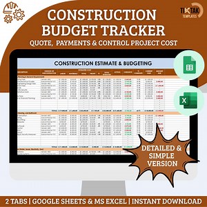 Construction Project Expense Tracker, Construction Project Cost Tracker, Construction Cost Manager Template,construction Cost Budget Planner - Etsy