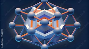 A cybernetic framework of polygons constructing a threedimensional structure. Stock Video