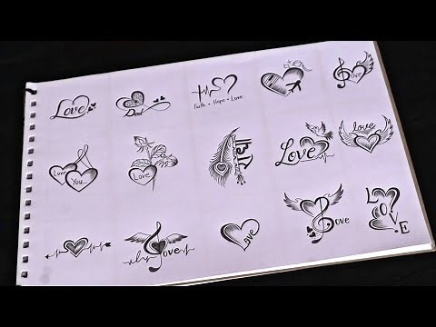 fifteen beautiful love 😘 tattoo designs making with pencil || amazing video must watch