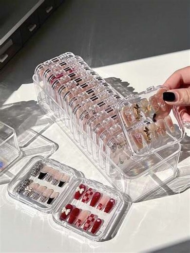 Fake Nails Storage Box,Nail Tip Storage Case,Press On Nail Packaging,Nail Charms Storage,Press On Nail Storage Box Acrylic Nail Display Box Artificial False Nail Box Organizer Fake Nail Case Transparent Nail Packaging Boxes For Nail Salon,Small Rectangle Storage Case For Household,Nail Salon,Makeup,Diamond Painting, Nail Art, Electronic Components, A Transparent Storage Box,Nail Art Diamond Jewelry Small Bottles,Makeup Puff Storage,Rhinestones Storage Case,Desktop Storage,Travel Storage | SHEIN