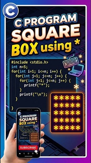 Making solid square ⬛ in C programming 🔥✅ #shorts #coding #cprogramming #programming #trending