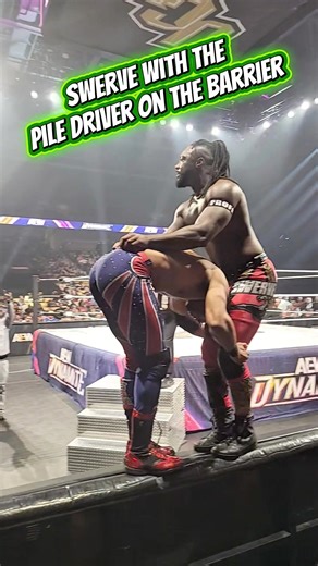 Swerve with the Pile Driver on the barrier! #aew