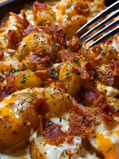 Mississippi Mud Potatoes – Cheesy, Creamy & Packed with Bacon Goodness! These hearty potatoes are baked in a creamy, cheesy sauce with smoky bacon and garlic — the perfect side dish for any dinner or potluck! Ingredients 6 cups potatoes, peeled and diced 1 cup shredded cheddar cheese ¾ cup mayonnaise 1 cup cooked and crumbled bacon 3 tsp minced garlic ½ cup chopped onion Instructions Preheat oven to 375°F (190°C) and grease a 9x13-inch baking dish. In a large bowl, mix together potatoes, cheese,