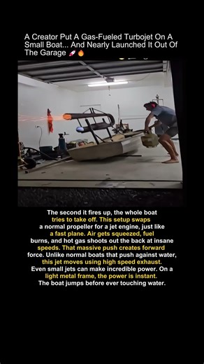 Jet Engine on a Tiny Boat 😱 #jetboat #engineering