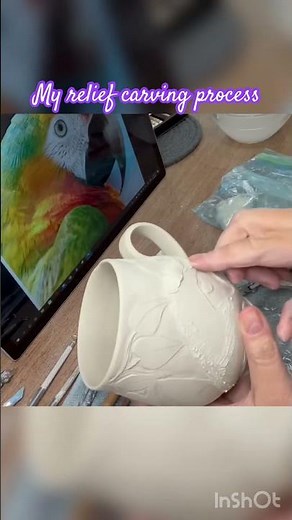 A glimpse of my relief carving process #ceramic