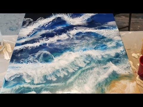 Easy resin beach scene with KS resin. Beginner resin tutorial. Fluid art, florida, abstract art