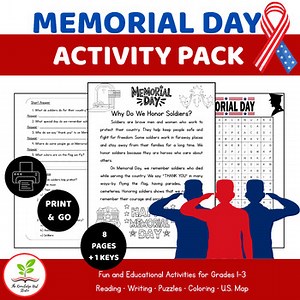 Memorial Day Printable Coloring Page & Activity Sheet, Memorial Day Printable