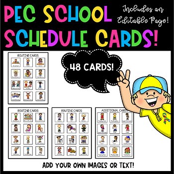 Editable PEC School Routine Cards | Visual Schedule Cards | Autism | Speech |ABA