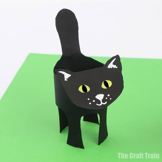 365K views · 54 reactions | Make a cute blacke cat craft from a paper roll! You can get the template here: https://www.thecrafttrain.com/black-cat-craft/ | The Craft Train | Facebook