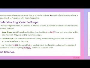 Understanding the Error: a is not defined in Python Functions