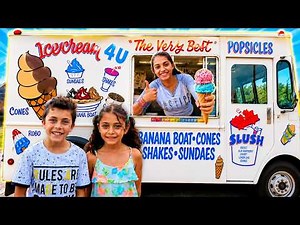 Heidi and Zidane Pretend Play Ice Cream Truck DRIVE THRU! 🍦🚗