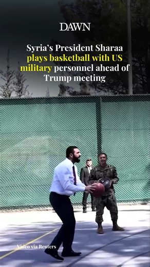 Syrian President Ahmed al-Sharaa played basketball with US military personnel ahead of his meeting with US President Donald Trump at the White House on Monday, the first such visit by a Syrian head of state. A video shared on social media by Syrian Foreign Minister Asaad al-Shaibani on Saturday, filmed at an undisclosed location, showed the two playing with Admiral Brad Cooper and Brigadier General Kevin Lambert. Sharaa is a former al Qaeda leader who once had a $10 million bounty on his head se