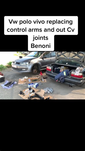 Vw polo vivo replacing control arms and out Cv joints Benoni #joelautomech #vw #viral #fyp #fypシ #polo