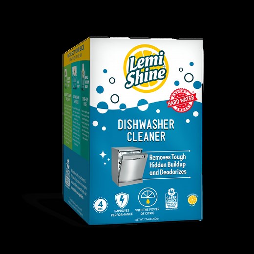 Lemi Shine Dishwasher Cleaner, Lemon Scent, Deodorizes and Removes Build-up, 4 Ct