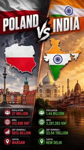 Poland vs India | Map Comparison 🌍 | Country Size & Geography Comparison