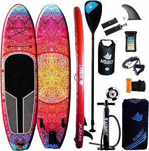 AISUNSS 10.6ft Inflatable Stand Up Paddle Board with Full SUP Accessories