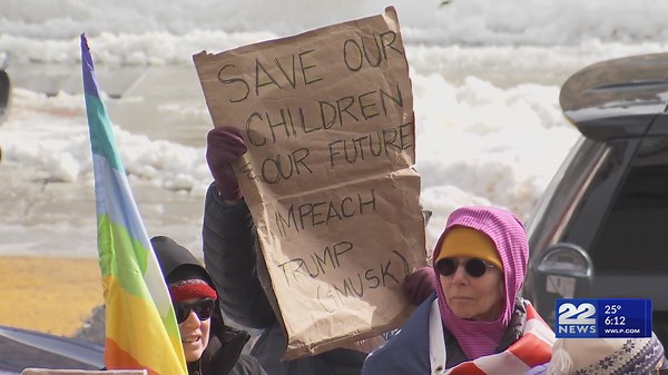 Protestors rally at Springfield City Hall on Presidents Day
