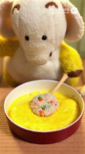 可愛いぞうのぱちゃんがオムライス作りに挑戦