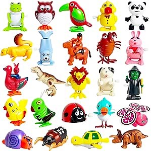 24 Pcs Wind Up Toys Assorted Animals Bulk Flipping Walking Jumping Clockwork Toy,Wind Up Animal Party Favors Toy for Birthday Birthday Party Favors,Classroom Prizes,Treasure Box