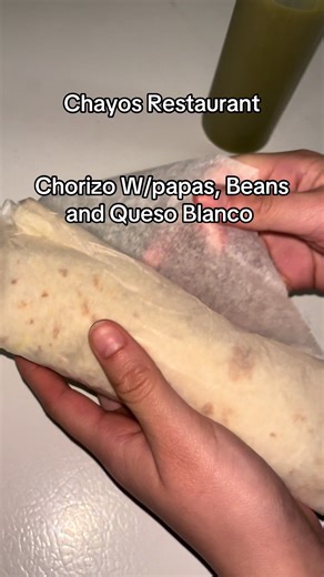 Start off your morning with one of our delicious burritos! This one is a chorizo with papas, beans, white cheese and our favorite salsa verde! #plainview ###goodfood #votedbestburritos #tortilla